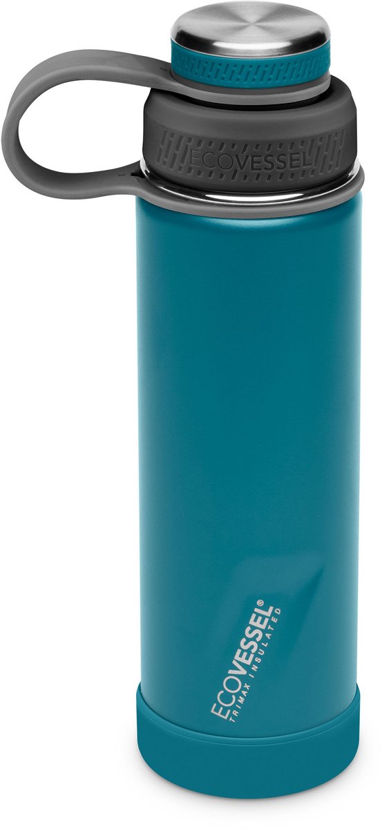 EcoVessel - The Boulder 20oz / 591ml - TriMax Geïsoleerde RVS Fles met Schroefdop & Uitneembare Zeef - Mountain Green
