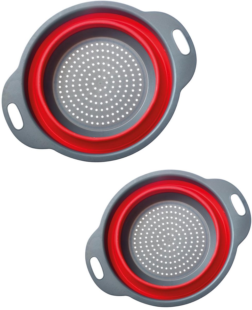 Westmark vergietset, 2 delen, opvouwbaar, 1x Ø 22 cm en elk 18,5 cm, plastic, antraciet/rood, 212222E6