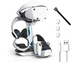 NAXSIR PS VR2 Oplaadstation & Opbergstandaard - Snel Opladen voor PS5 VR2 Controller + DualSense - Compatibel met PlayStation 5 VR2 Accessoires - Compact Design