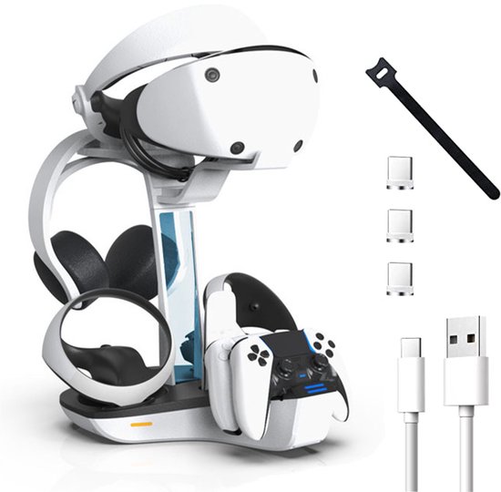 NAXSIR PS VR2 Oplaadstation & Opbergstandaard - Snel Opladen voor PS5 VR2 Controller + DualSense - Compatibel met PlayStation 5 VR2 Accessoires - Compact Design