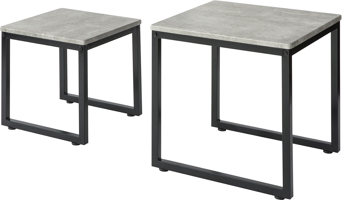 SoBuy FBT42-HG Bijzettafel - Grijze Woonkamertafel Set van 2