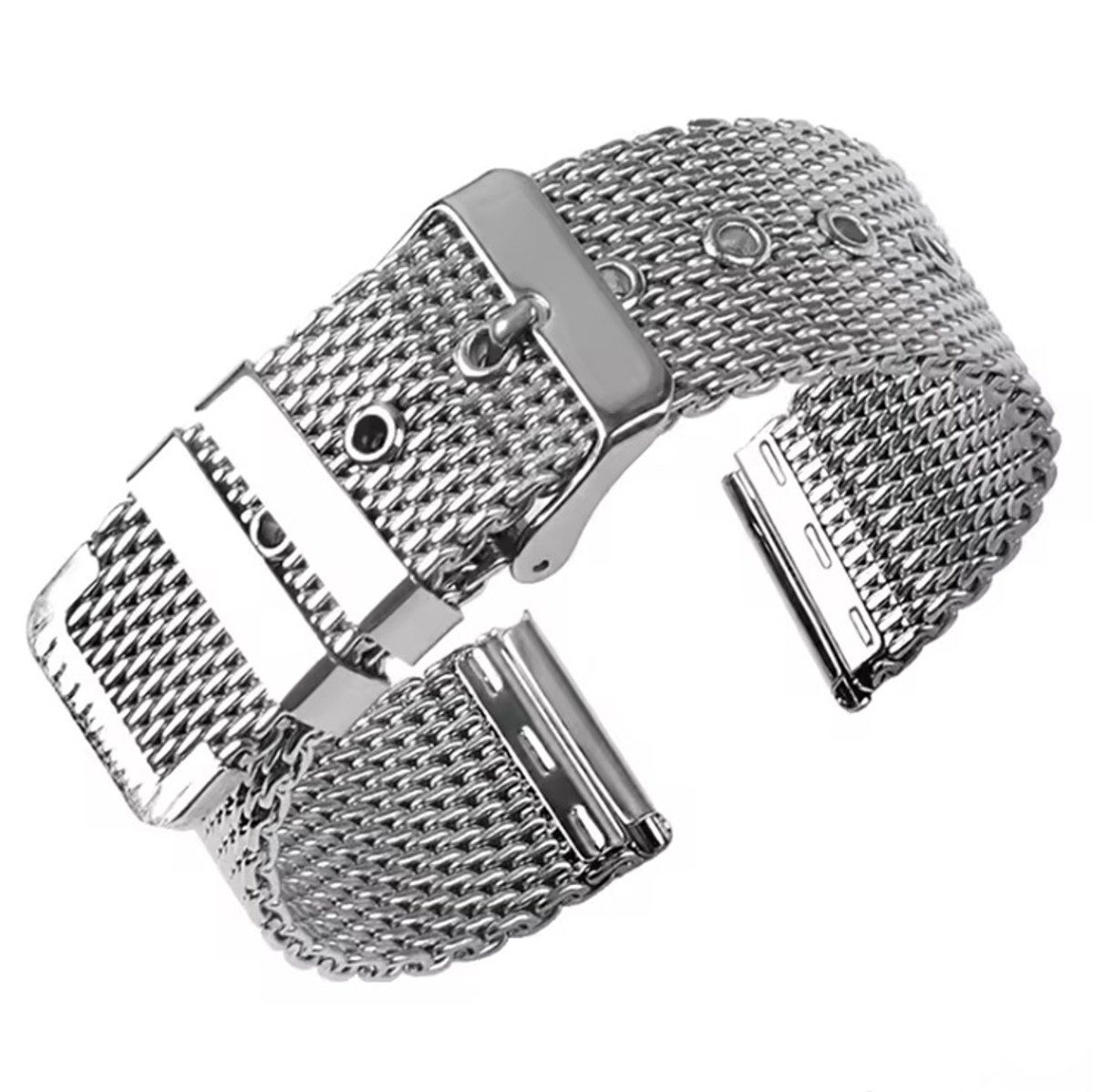 Actie4you® - Mesh - Fijn Geweven - Gaatjes Horloge Band - Horlogebandje - Horlogeband - Universeel - Roestvrij Staal - 24MM - Zilver