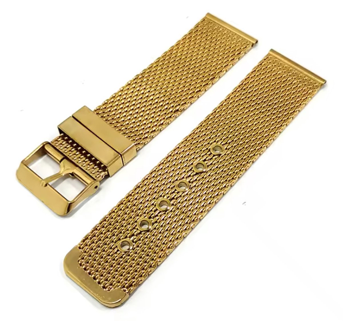 Actie4you® - Mesh - Fijn Geweven - Gaatjes Horloge Band - Horlogebandje - Horlogeband - Universeel - Roestvrij Staal - 18MM - Goud