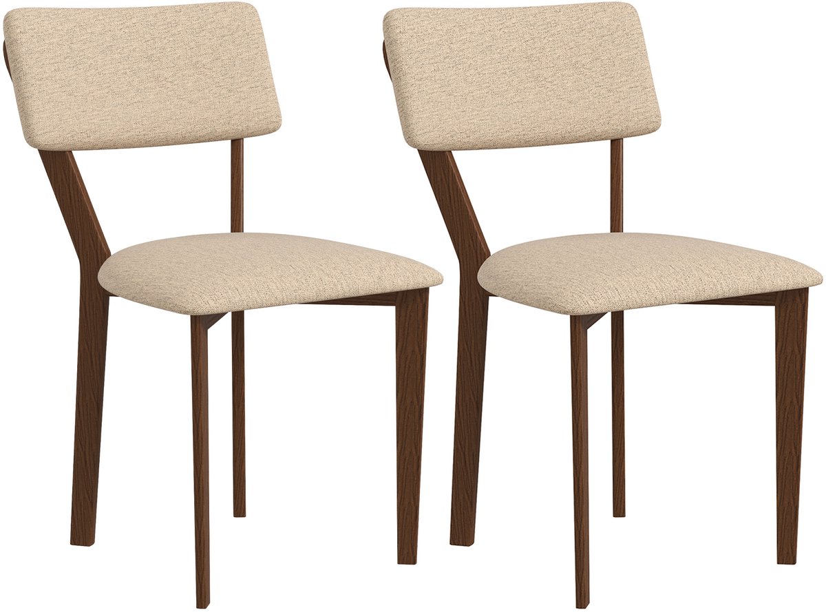HOMCOM-Eetkamerstoel-49x56x85cm-Polyester-Beige