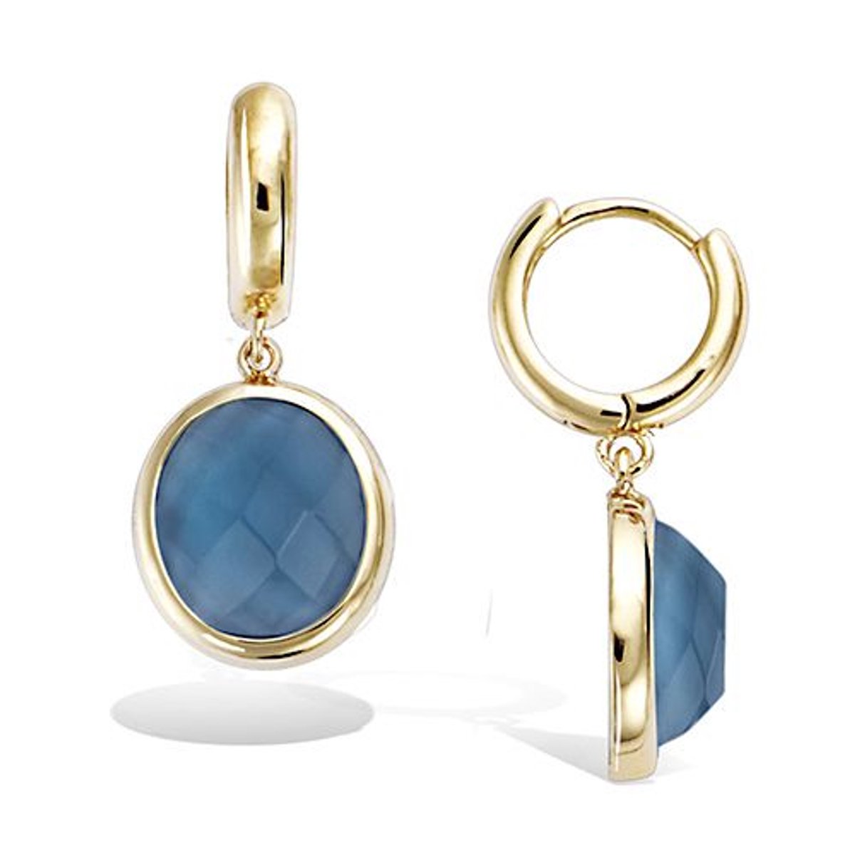 CHIVAL 18K Goud Vergulde Oorbellen – Blue Oval – Tijdloos - Elegant - Hypoallergeen - Luxe - Hangers - Cadeau voor Haar - Romantisch - Liefde - Kleur - Blauw, Sieraad, Geschenkverpakking
