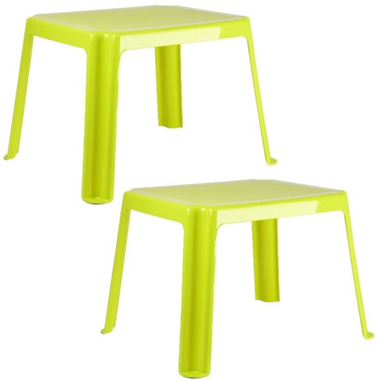 Plasticforte Tuinstoelen en tafel set voor kinderen - kunststof - lime groen - met 4x stoelen - buiten/binnen van Merkloos — afbeelding 3