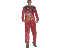 Kinky Heren Verkleedkostuum Duivel – Rood Topje met Vlammenprint & Broek – Maat M