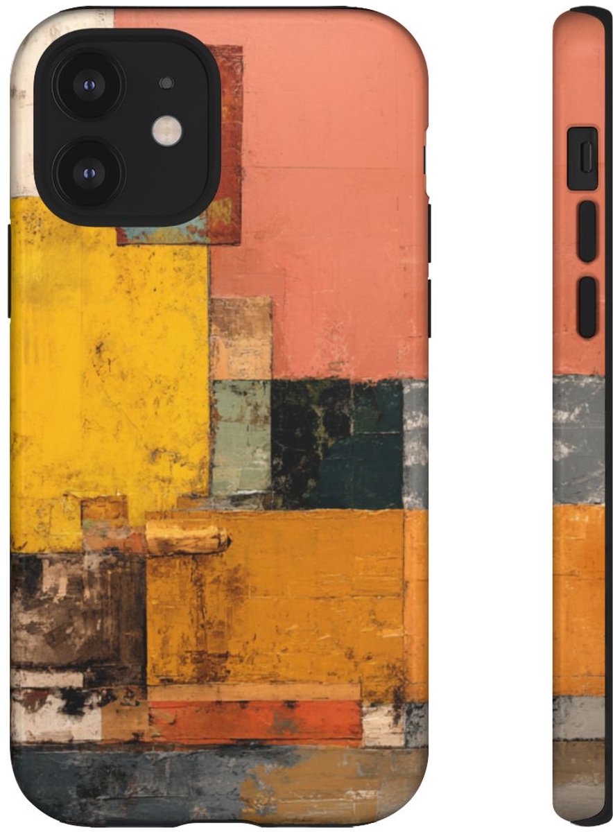 Abstracte Geometrische Kleurenblokken – Telefoonhoesje Geschikt voor iPhone 12