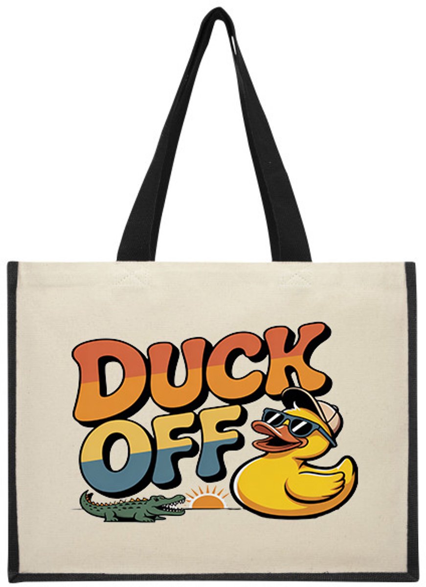Tote Bag Duck Off - Funny Tote Bags - schoudertas - Grappige Tassen - Sarcastic Fashion - Quotes - Smile - Glimlachen - Stijlvol