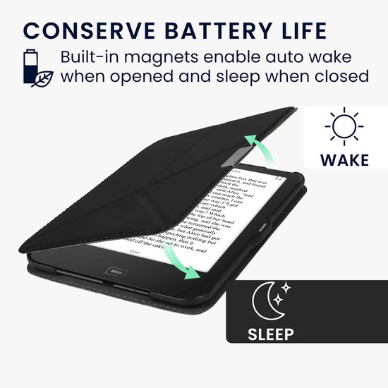 Housse kwmobile pour Tolino Vision 1 / 2 / 3 / 4 HD - Housse de protection pour liseuse en noir