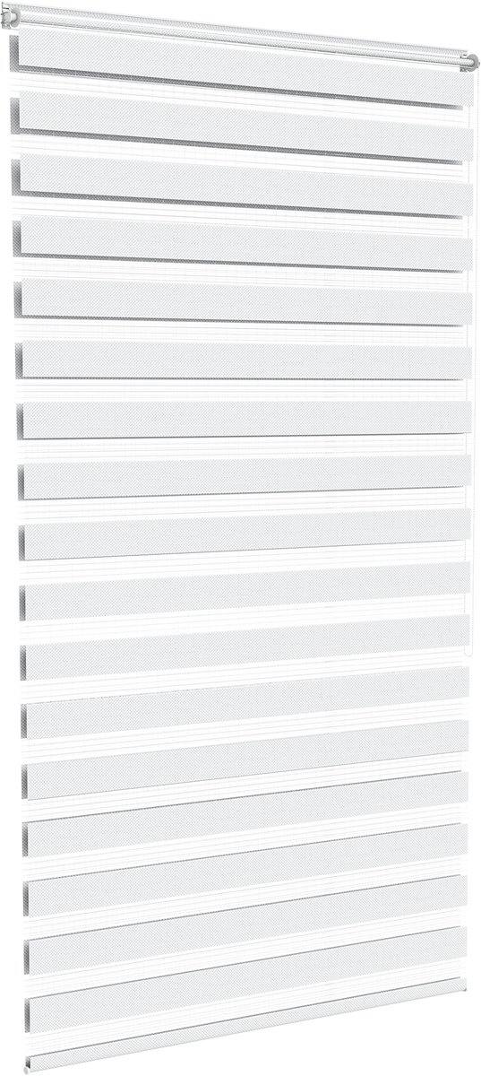NAIZY Dubbel Rolgordijn Klemmfix Zonder Boren 120x220 cm rolgordijnklem Rolgordijn Zonwering Rolgordijn Raamgordijn voor Ramen en Deuren Zebra Rolgordijn Zijtrek Rolgordijn, Wit