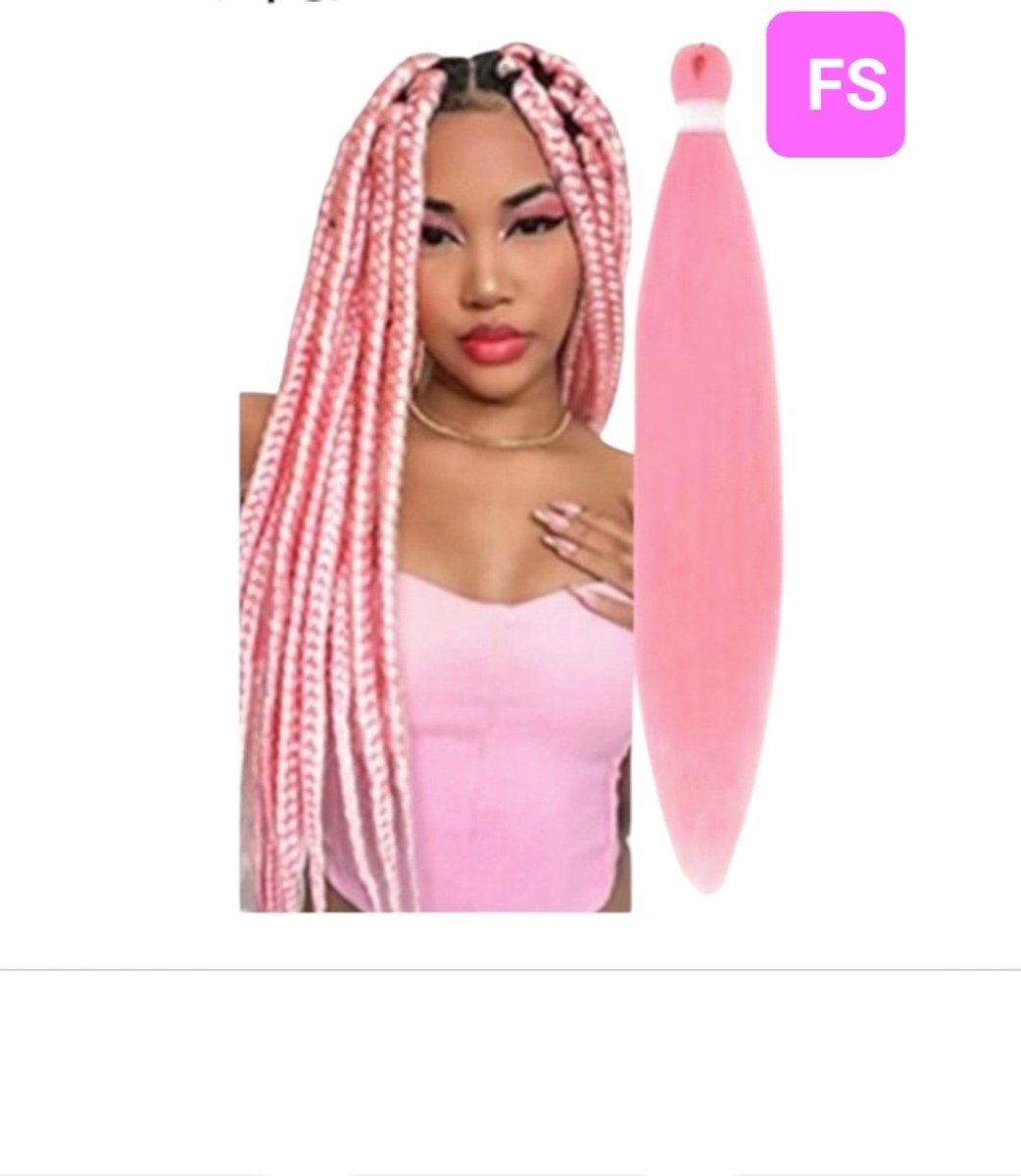 Frazimashop Vlechthaar Roze – 1 Stuk – Haar Extensions 26 inches 65 cm – Synthetisch Kanekalon – Klitvrij & Hittebestendig – Braids Hair-crochet braids of fantasie-vlechten