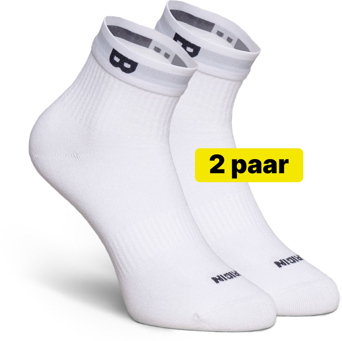 Plan B Sokken Heren en Dames Wit - 2 Paar - 35-38 - Quarter Sokken - Sportsokken - Werksokken - Socks - Sok met Onderbroekenband die niet Afzakt