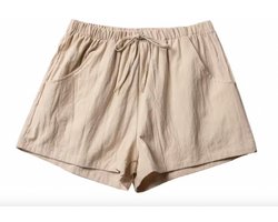 Linnen Dames Short Korte Broek - Beige - one size