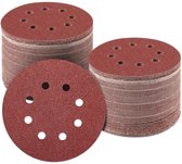 Schuurschijven Set – 125mm 8-Gaats Schuurpapier – Voor Excentrische Schuurmachine – Polijsten & Ontroesten – Bruin – 5 Korreltypes – 100 Stuks
