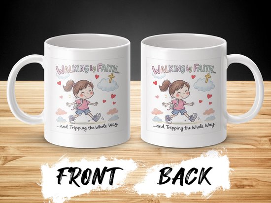 Wandelend Door Geloof Mok, Schattig Meisje, Geestelijke Beker, Christelijke Mok, Inspirerende Mok, Cadeau Idee