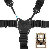 Kiddy Made - Kinderstoel Tuigje Universeel – Veiligheidstuigje Kinderstoel – Kinderstoel Gordel – Tuigje Kind – 5-Puntsgordel Met Gesp – Zwart