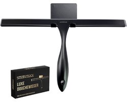 Douchewisser Zwart RVS XL - Extra Breed 30 CM - Luxe Trekker Douche - Ophanghaak Zonder Boren - Douche Trekker Zwart