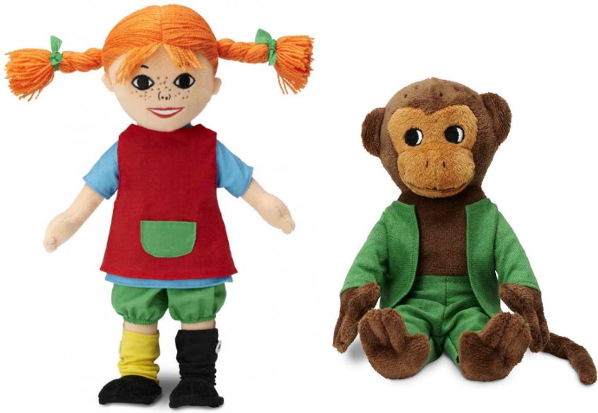 Setje knuffels pippi lankous (18cm) Meneer Nilson (16cm)