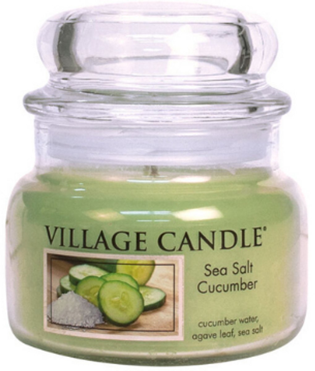 village candle Small Jar Sea Salt Cucumber zacht groen
