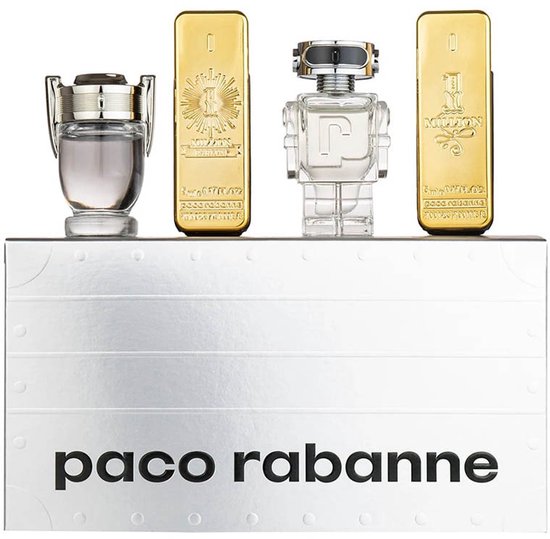Paco Rabanne Travel Retail Exclusive Giftset - 1 Million EDT 5 ml + 1 Million Elixir Parfum 5 ml + Invictus EDT 5 ml + Phantom EDT 5 ml - cadeauset voor heren