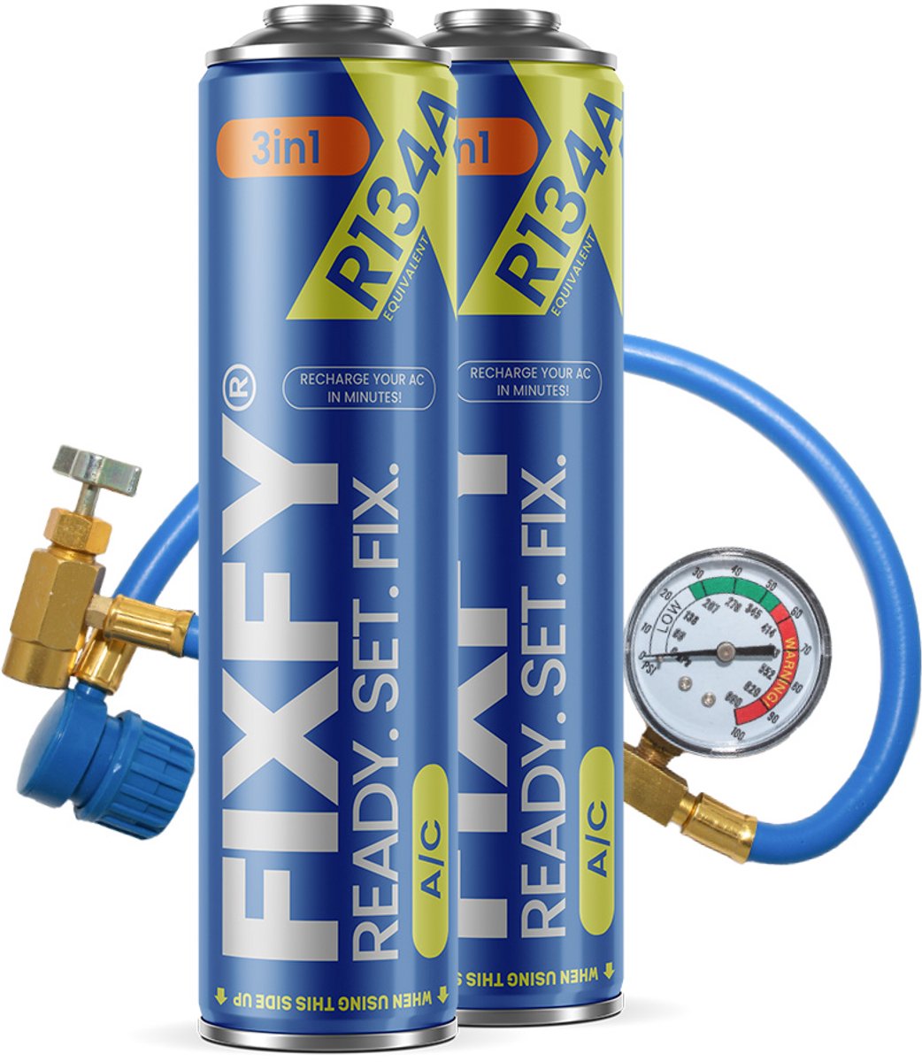 FIXFY 3in1 500ml airconditioning navulset - 2x GROTE BUS + R134a slang