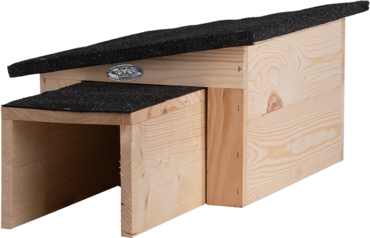 Esschert Design Egelhuis + Voeder- en drinkschaal – 2-delige Set voor egels – Houten schuilplek + voerbakje – weerbestendig — cadeau in Wonen & Interieur - foto 4