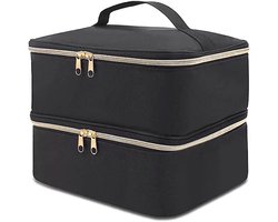 Nagellak Koffer - Nagelkoffer - Nylon - Draagtas - Nail Art - Met Verwijderbaar Verdelers - Storage Case Gellak - Nagellak organizer - Uv Gellak Lamp Opbergen - Nagelstyliste Tas - Beautycase - Geschikt Voor 30 Flesjes - 25 x 20 x 21 cm - Zwart