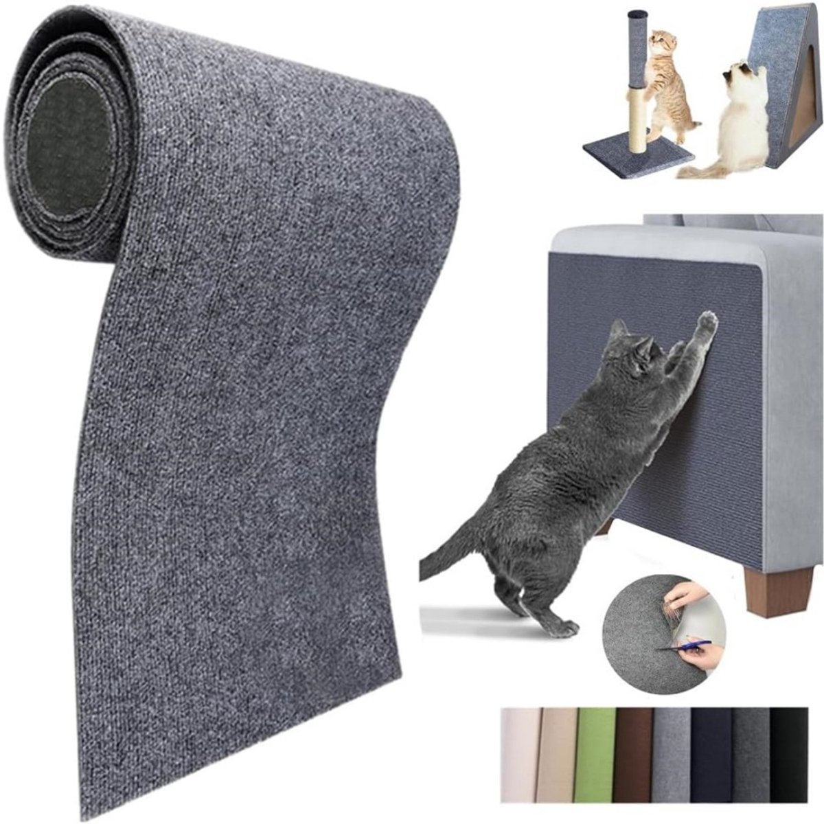 Daity 5-pack - krabpaal voor katten - Bankbescherming - zelfklevende zelfklevende krabplank voor kattenboom/deur/bank (lichtgrijs, 60 * 30cm)