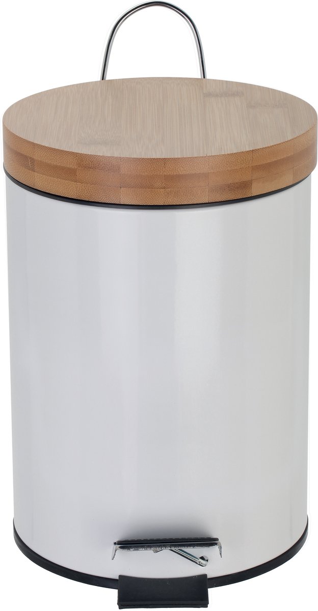 MSV Pedaalemmer 3L - AZA - Prullenbak Badkamer - Hout - Wit
