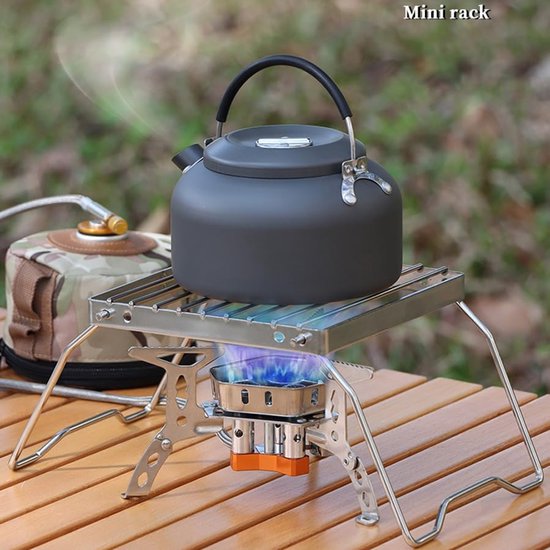Opvouwbare kampvuurgrill - Camping kookgerei pannenlap - Draagbare mini pannenlap voor buiten, backpacken, wandelen en picknicken 16x16cm (zilver) — afbeelding 5