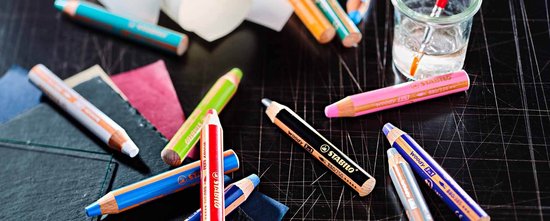 STABILO Woody 3 en 1 Duo - Crayon de Couleur Multi Talent - Trousse 10 Couleurs + Taille- Taille-crayon