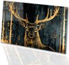Hert, Art Deco, Goud, zwart, bruin, blauw, donkerblauw