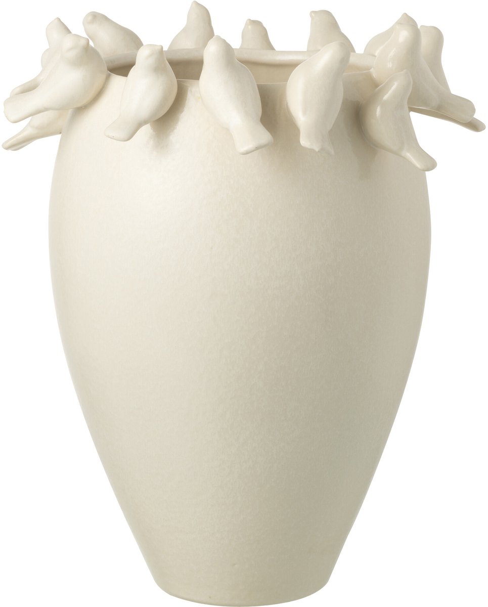J-Line vaas Budgie - keramiek - wit - small