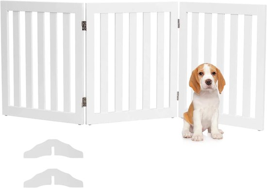 Vrijstaand Afsluitrooster Voor Honden - Deurbarrière Van Hout Hondenbeschermingshek Voor Woning L 120 X H 48 Cm