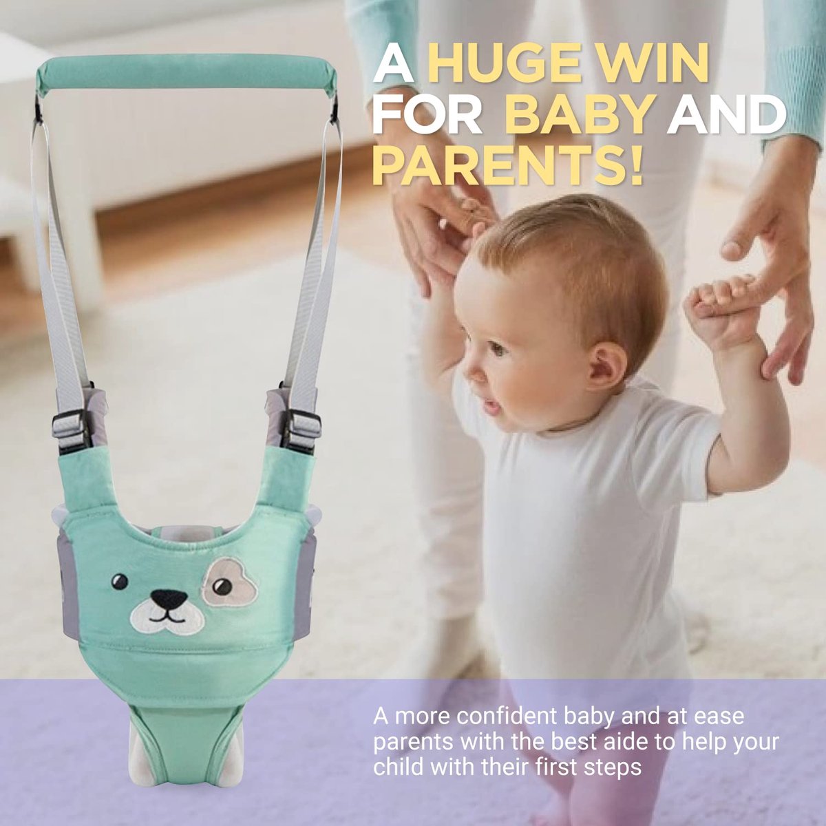 Baby Walker Assistant - Loopstoel Babywalker - Loopwagen - Loopstoel - Baby Walker - Leren Lopen - Baby Assistent - Peuter Harnas - Alternatief Loopwagen - Baby Loopstoeltje - groen – foto 5