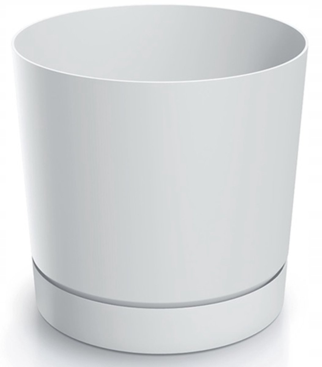 Prosperplast Tubo Serie - Bloempot met Schotel - 11 cm - Wit - Kunststof