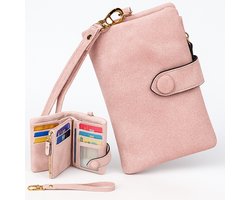 Luxamore Dames Portemonnee – Poederroze – RFID – Veel Pasjes & Ritsvakken – Kunstleer – Compact & Elegant – Cadeau voor Vrouwen