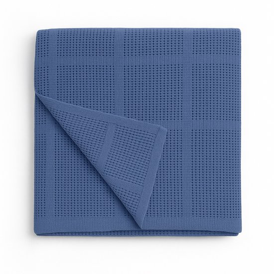 Pure'Cotton Plaid - 100% Katoen - 130x180 cm - Ideaal Zomers - Ademend - Bank en Bed - Dekentje Ledikant - Blauw