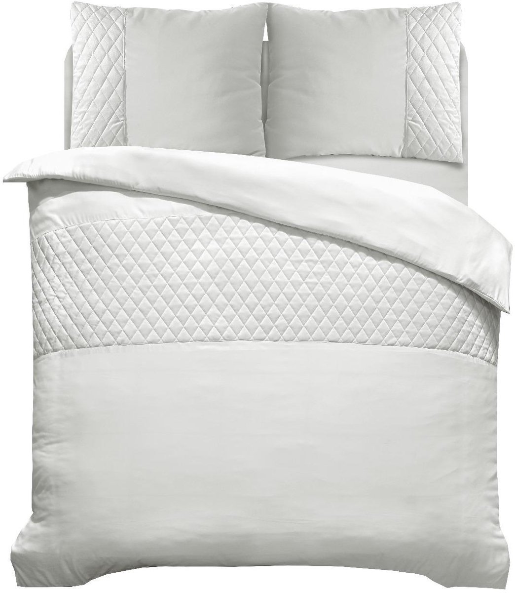 Husch Dekbedovertrek Velvet Band - 240x200/220 - Ecru