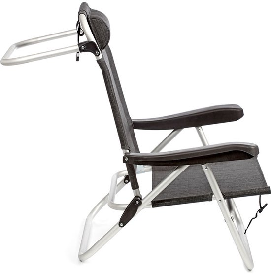 Brunner Opvouwbare Strandstoel Siren - Grijs - Aluminium Frame - Verstelbare Rugleuning (4 Posities) - Geïntegreerd Hoofdkussen - 3,6 kg - 110 kg Draagkracht van Brunner — afbeelding 3