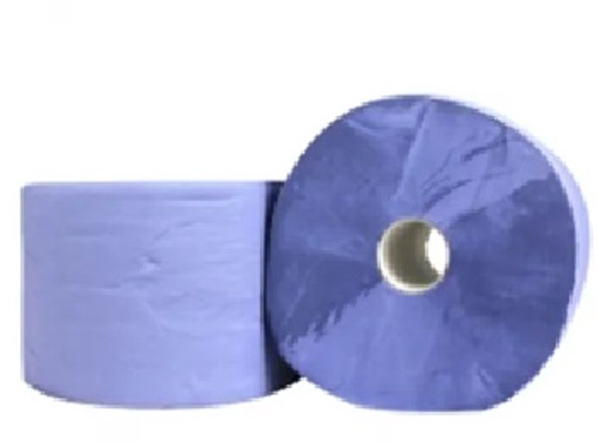 Poetspapier Verlijmd Cellulose Blauw 2-laags 24cm 2 Rol x 300m
