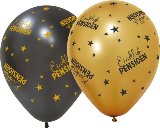 18 ballonnen 12" 3 met goud / 3 zwart - Pensioen Golden Celebrations - Versiering Slinger Feestdecoratie Decoratie Verjaardag Jubileum Ballon Feest