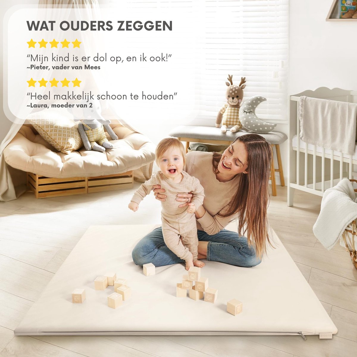 Fluvio Speelmat - Zachte Foam 120x120cm, Beige thumbnail 6