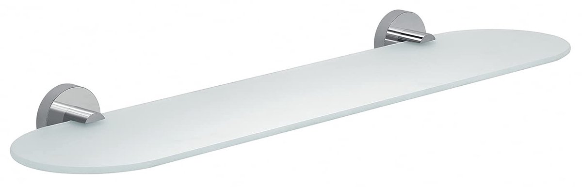 Gedy Osaka badkamerplank 60 cm, kleur chroom, wand van chroom, roestvrij staal en bak van satijnglas, belastbaar tot 7 kg, 10 jaar garantie, uniek design R&S