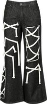 Jean évasé noir Gothicana à lacets sur toute la longueur - Femme - W27L32