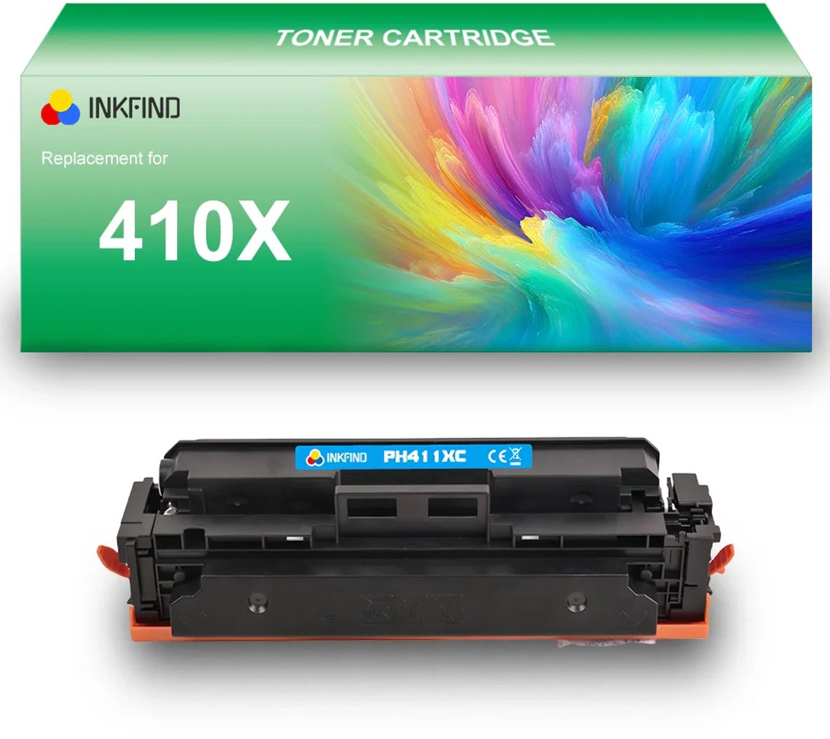 INKFIND 410X (CF411X) Cyaan tonercartridge compatibel met HP 410X (CF411X) tonercartridge Cyaan - 1-pack Cyaan