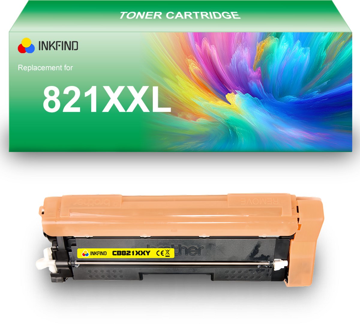 INKFIND TN821XXL Geel tonercartridge compatibel met Brother TN821XXL TN-821XXL Geel toner cartridge - 1-pack Geel