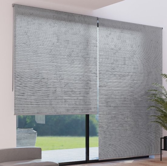 Store enrouleur - occultant - gris chiné - Madécostore - L 180 x H 150 cm.