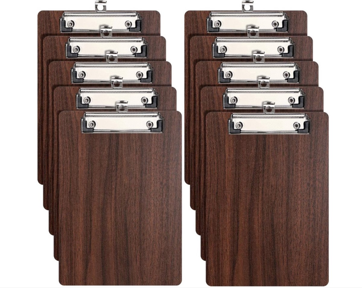 WNHB® A5 Houten Klemborden – Set van 10 – Stevig Hardboard met Klem – Ideaal voor School Kantoor en Horeca